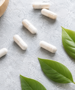 Premium vitamin capsules with natural ingredients representing vitamins and minerals